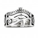 925 Sterling Silver Signet Egyptian Eye of Horus Udjat Egypt Ankh Scarab Band Ring