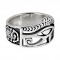 925 Sterling Silver Signet Egyptian Eye of Horus Udjat Egypt Ankh Scarab Band Ring