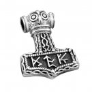 925 Sterling Silver Viking Thor Hammer Mjolnir Norse Runes Futhark Amulet Pendant