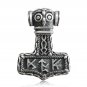 925 Sterling Silver Viking Thor Hammer Mjolnir Norse Runes Futhark Amulet Pendant