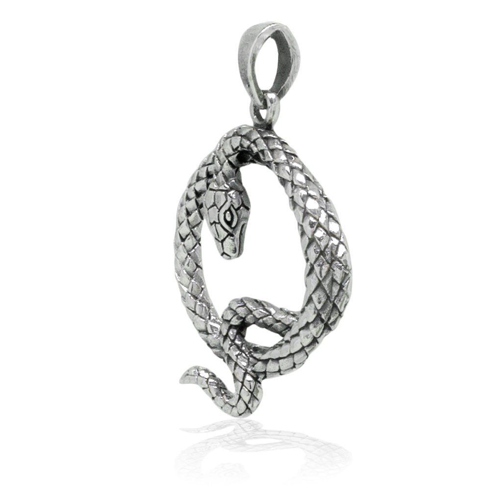 925 Sterling Silver Cobra Snake Infinity Knot Serpent Reptile Charm Pendant