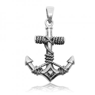 925 Sterling Silver Nautical Navy Sailor Ship Ocean Anchor Boat Rope Charm Pendant