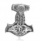 925 Sterling Silver Viking Thor Hammer Mjolnir Goat Head Norse Vegvisir Compass Amulet Pendant