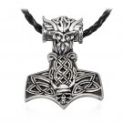 925 Sterling Silver Viking Odin Thor Hammer Mjölnir Mjolnir Skull Norse Pendant
