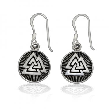 925 Sterling Silver Valknut Odin Viking Norse Runes Runic Dangle Earrings Set