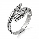 925 Sterling Silver Ouroboros Serpent Snake Reptile Infinity Hoop Ring