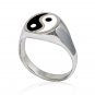 925 Sterling Silver Men's Enamel Asian Ying Yin Yang Tai Chi Balance Unisex Ring