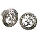 925 Sterling Silver Ohm Aum Om Hindu Buddhism Brahman Tibet Stud Earrings Set