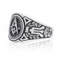 925 Sterling Silver Freemason Masonic Mason Freemasonry Compass Signet Ring