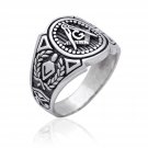 925 Sterling Silver Freemason Masonic Mason Freemasonry Compass Signet Ring