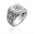 925 Sterling Silver Pyramid Masonic Mason Freemasonry Illuminati Eye of Horus Ring