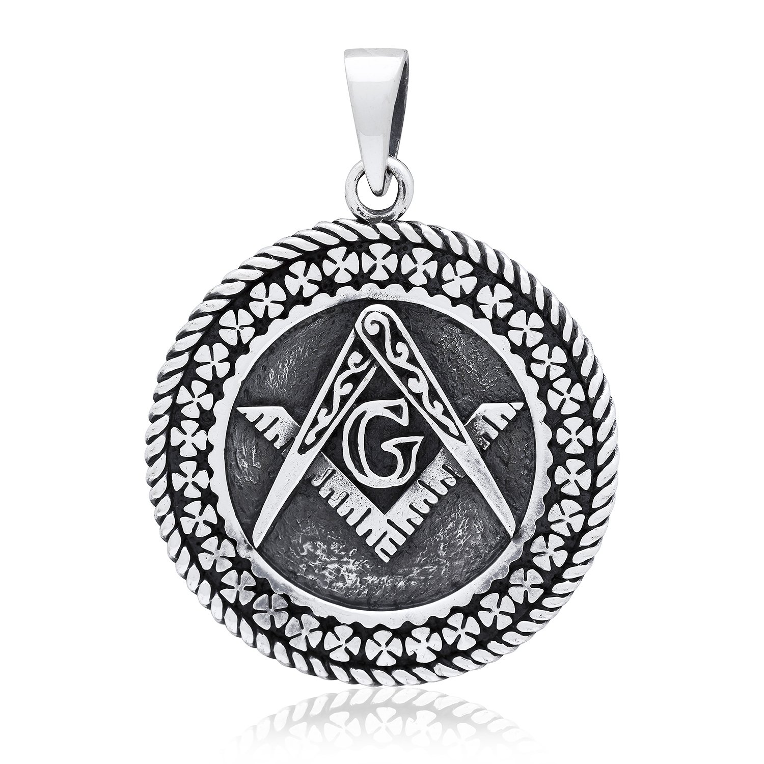 925 Sterling Silver Masonic Freemason Freemasonry Mason Compass Letter ...