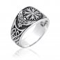 925 Sterling Silver Viking Raven Magical Staves Aegishjalmur Helm of Awe Celtic Knotwork Ring