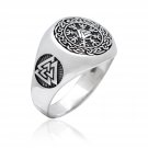 925 Sterling Silver Valknut Viking Helm Of Awe Aegishjalmur Celtic Infinity Knots Ring