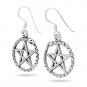 925 Sterling Silver Ouroboros Serpent Norse Dragon Jormungand Pentagram Earrings Set