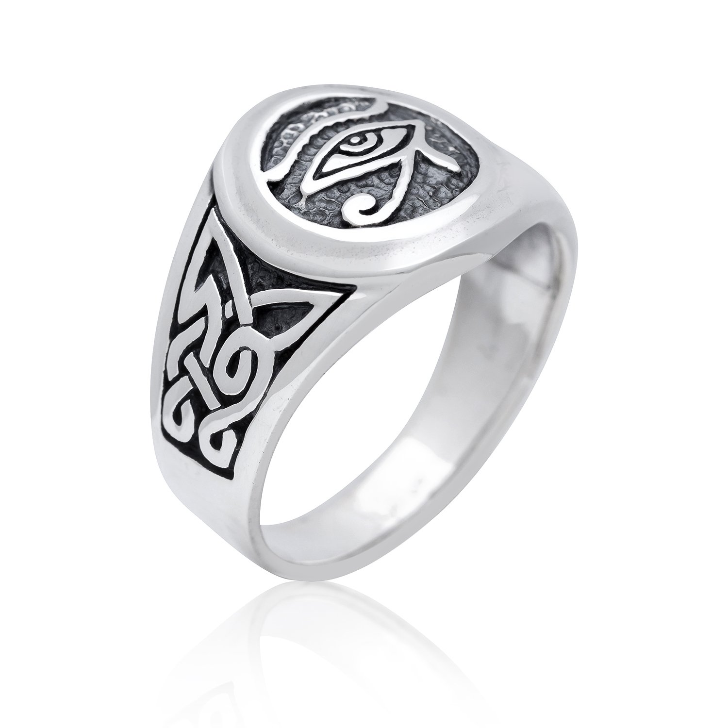 925 Sterling Silver Egypt Egyptian Eye of God Horus Ra Udjat Knotwork Ring