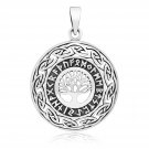 925 Sterling Silver Yggdrasil Tree of Life Viking Runes Futhark Celtic Knots Charm Pendant