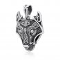 925 Sterling Silver Viking Wolf Fenrir Head Norse Knotwork Amulet Pendant