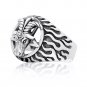 Sterling Silver Sigil of Baphomet Pentagram Horned Sabbatic Goat of Mendes Ram Satan Occult Ring
