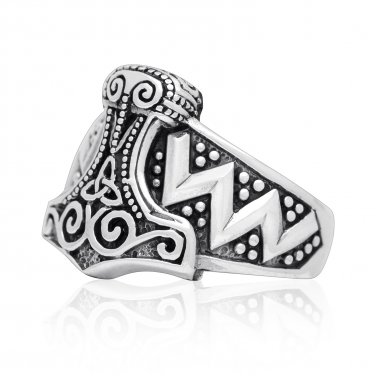 925 Sterling Silver Viking Wikinger Thor Hammer Mj&Atilde;&para;lnir Mjolnir Celtic Knot Norse Biker Ring