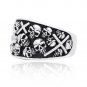 925 Sterling Silver Handcrafted Skulls Cross Gothic Biker Punk Ring