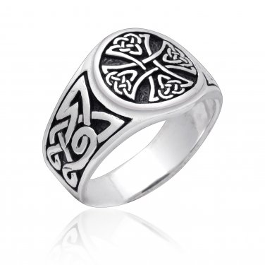 925 Sterling Silver Celtic Irish Knot Knights Templar Canterbury Cross Band Ring
