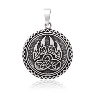 925 Sterling Silver Viking Print Bear Paw Claw Slavic Warding Veles Pendant