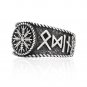 925 Sterling Silver Viking Helm Of Awe Aegishjalmur Runes Futhark Antique Ring