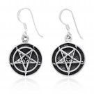 925 Sterling Silver Sigil of Baphomet Satan Inverted Pentagram Satanic Earrings Set