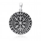 925 Sterling Silver Vegvisir Icelandic Viking Asatru Compass Nordic Norse Runes Runic Pendant
