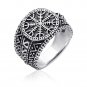 925 Sterling Silver Helm of Awe Norse Aegishjalmur Viking Jewelry Oxidized Ring