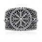 925 Sterling Silver Helm of Awe Norse Aegishjalmur Viking Jewelry Oxidized Ring