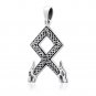 925 Sterling Silver Viking Othala Odal Rune Wolf Heads with Knotwork Pendant