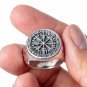925 Sterling Silver Vegvisir Icelandic Viking Aegishjalmur Magical Staves Compass Norse Ring