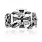 925 Sterling Silver Iron Cross Snake Serpent Masonic Biker Handcrafted Ring