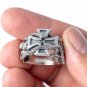 925 Sterling Silver Iron Cross Snake Serpent Masonic Biker Handcrafted Ring