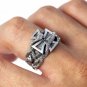 925 Sterling Silver Iron Cross Snake Serpent Masonic Biker Handcrafted Ring