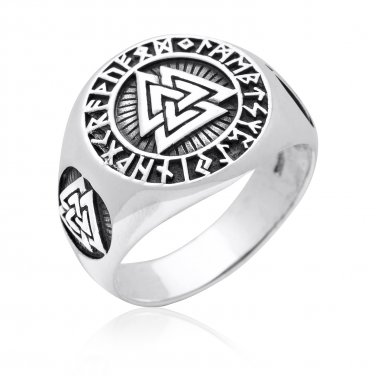 925 Sterling Silver Valknut Icelandic Scandinavian Odin Viking Norse Runes Runic Ring