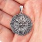 925 Sterling Silver Viking Vegvisir Compass Celtic Knotwork Legendary Pendant