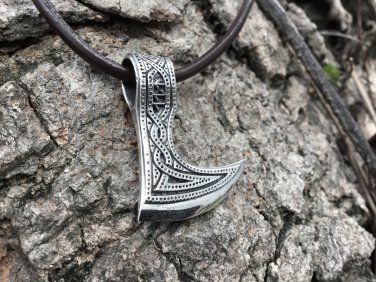 925 Sterling Silver Viking Slavic Perun Axe Double Sided Legendary Amulet Pendant