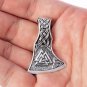 925 Sterling Silver Viking Valknut Triquetra Knotwork Perun Axe Double Sided Pendant