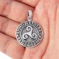 925 Sterling Silver Celtic Triskele Triskelion Viking Norse Runes Futhark Pendant