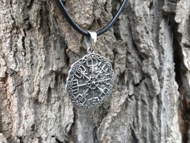 925 Sterling Silver Viking Vegvisir Compass Celtic Knotwork Legendary Pendant