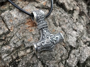 925 Sterling Silver Viking Knotwork Thor Hammer Mjolnir Legendary Pendant