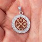 925 Sterling Silver with Rose Gold Plated Viking Vegvisir and Cubic Zirconia Charm