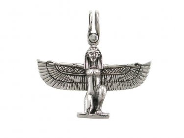 925 Sterling Silver Egypt Egyptian Goddess Isis Hathor Sekhmet Winged Charm Pendant