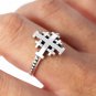 925 Sterling Silver Jerusalem Crusaders Cross Jesus Antique Band Ring