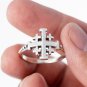 925 Sterling Silver Jerusalem Crusaders Cross Jesus Antique Band Ring