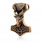 Handcrafted Bronze Thor Hammer Mjolnir Viking Ram Goat Knotwork Amulet Pendant