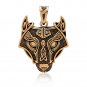 Handcrafted Bronze Viking Wolf Fenrir Head Norse Knotwork Amulet Pendant
